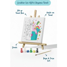 Tabdiko Unicorn Sürpriz Kutusu Çocuk Boyama Tuvali – Şövaleli Eğitici Boyama Seti 20X20 cm