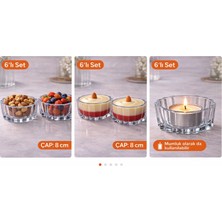 Aşkana 6’lı Cam Kase Seti 8 cm | Çerezlik Tatlı Meyve Sunumluk | Tealight Mumluk | Dekoratif Şeffaf Cam Kase Mini Sunum Kabı
