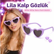 Hsc Bilişim Mor Lila Retro Kalp Gözlük – 80’ler 90’lar Stil Parti Gözlüğü