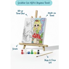 Tabdiko Peri Kızı Temalı Çocuk Boyama Tuvali – Şövaleli Eğitici Boyama Seti 20X20 cm