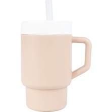 Pandish Mugley Silikon Kapaklı Pipetli Tek Kulplu Bardak Pow Pow Pinky