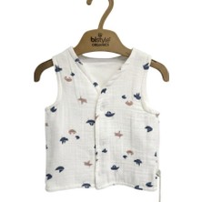 Bistyle Yelek Çift Taraflı Müslin Little Boats Ekru - Gri