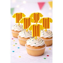 Liya3D Sarı Kırmızı Forma Cake Topper – 5’li Pla 3D Baskı Cupcake Süsü