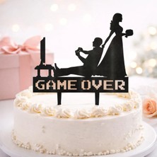 Liya3D Game Over Damat Gelin Pasta Süsü – Oyun Temalı Düğün & Nişan Cake Topper