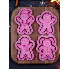 Liya3D 🎄 Gingerbread (Zencefilli Adam) Kurabiye Kalıbı Seti – 4’lü Yılbaşı Figürlü