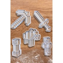 Liya3D Pixel Temalı Kurabiye Kalıbı Seti – 5 Parça | 3D Yazıcı Pla Baskı