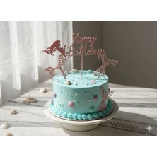 Liya3D Deniz Kızı Temalı "happy Birthday" Pasta Süsü Seti
