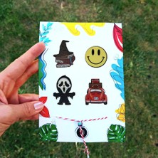 toptanbuldum 4'lü Ahşap Rozet Marteniçka Bileklik Hediyeli -Çanta-Broş-Aksesuar