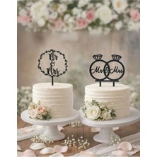 Liya3D Mr & Mrs Temalı Düğün Pastası Süsü – 2’li Set
