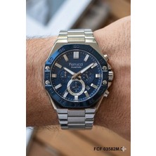 Ferrucci Kasa Erkek Kol Saati | 45 mm Çelik Kasa, Gümüş Metal Kordon, Lacivert Kadran