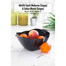 Mustran Akrilik Siyah Makarna Süzgeçi & Sebze Meyve Süzgeçi Siyah (32 * 23 Cm)