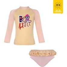 Daring Littles Uv Korumalı Upf 50+ Bebek Yüzme Seti - Uzun Kollu Ahtapot Baskılı Üst & Fırfırlı Bikini Altı - Geri Dönüştürülmüş Kumaş - Inka Koleksiyonu