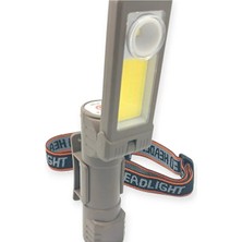 Mustran Şarjlı El Feneri Kafa Lambası Manyetik 180° Döner Cob LED Gün Işığı Beyaz