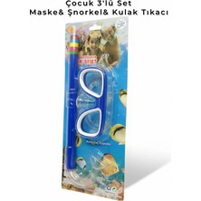 Mustran Çocuk 3'lü Set Maske-Şnorkel-Kulak Tıkacı Orjinal Kutulu Deniz Havuz Dalış Hediyelik