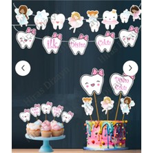 32PARÇA Ilk Dişim Çıktı Diş Buğdayı Seti Banner Pasta Kürdanı Cupcake Süsü Seti