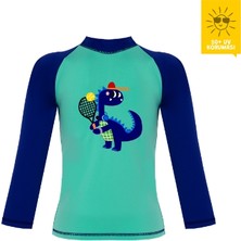 Daring Littles Uv Korumalı Upf 50+ Uzun Kollu Dinozor Baskılı Üst - Geri Dönüştürülmüş Kumaş - D-Rex Koleksiyonu