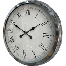 Esranın Dünyası Mey Ithalat® 60 cm Krom Metal Roma Rakamlı Duvar Saati