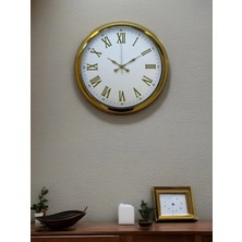 Esranın Dünyası Mey Ithalat® Royal White Gold 40 cm Metal Duvar Saati