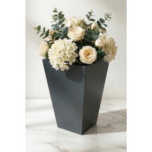 Desen Dekorasyon Zenith 50 cm Dikey Metal Antrasit Saksı - İç ve Dış Mekan Modern Dekoratif Saksılık (50X30/20 Cm)