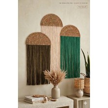 Mihriay Makrome Duvar Süsü  Doğal Hasır Supla Bohem 3lü Duvar Süsü