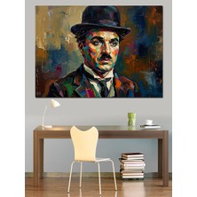 Artmeg Charlie Chaplin Renkli Portre Çizimi Dekoratif Kanvas - Mdf Ahşap Tablo