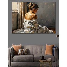 Tablomega Sırtı Dönük Şık Kadın Portresi Dekoratif Kanvas - Mdf Ahşap Tablo