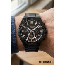 Ferrucci Modern Tasarım Erkek Kol Saati | 45 mm Çelik Kasa, Siyah Metal Kordon, Siyah Kadran