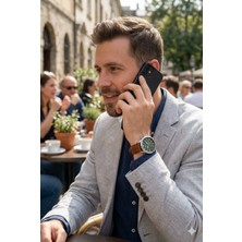 Ferrucci Modern Erkek Kol Saati | 45 mm Çelik Kasa, Açık Kahverengi Deri Kordon, Yeşil Kadran