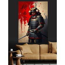Tablomega Kırmızı Zırhlı Samuray Savaşçı Portresi Dekoratif Kanvas - Mdf Ahşap Tablo