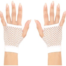 Mey Ithalat®  Beyaz Renk Kısa Boy Fileli Örgü Eldiven