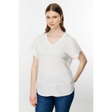Eskişehir Mağazacılık 71476 Onteks Bluz V Yaka Kısa Kol  Bb