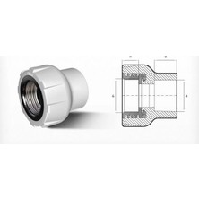 Mey Ithalat® Ege Yıldız Pprc 50X1 1/2 Dişi Adaptör Gri
