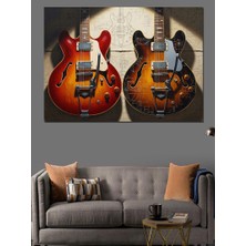 Tablomega Yan Yana Duran Klasik Gitarlar Dekoratif Kanvas - Mdf Ahşap Tablo