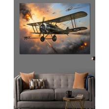 Artmeg Gökyüzünde Süzülen Nostaljik Uçak Dekoratif Kanvas - Mdf Ahşap Tablo