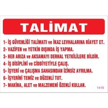 Mey Ithalat® Iş Güveliği Talimatları Levhası 25X35 KOD:1418
