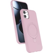 Hobilinka  Apple iPhone 11 Regal Magsafe Standlı Kapak - Açık Pembe
