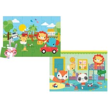 Mey Ithalat® 13406   Baby Puzzle - Railway & Bedtime / 12+24 Parça Puzzle / +4 Yaş