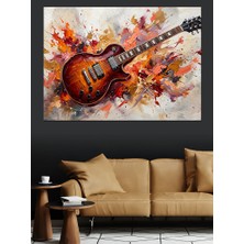 Tablomega Suluboya Tarzı Modern Gitar Sanatı Dekoratif Kanvas - Mdf Ahşap Tablo