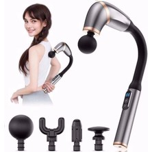 Mey Ithalat®  4 Farklı Başlıklı Uzun Saplı Derin Doku Masaj Tabancası, Boyun, Omuz ve Sırt Için Ergonomik Saplı Çoklu Masaj Modlu Taşınabilir Masaj Aleti