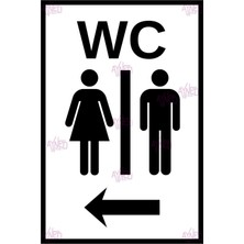 AYNED Print Wc Yönlendirme Levhası Sol Ok Işaretli – Bay Bayan Tuvalet Uyarı Tabelası