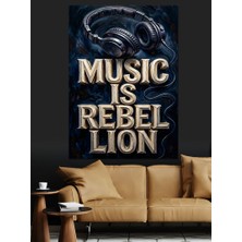 Artmeg Music Is Rebel Lion Grafik Tasarım Dekoratif Kanvas - Mdf Ahşap Tablo