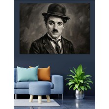 Tablomega Charlie Chaplin Klasik Sinema Portresi Dekoratif Kanvas - Mdf Ahşap Tablo