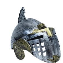 Mey Ithalat® Gümüş Üzeri Altın Renk Oynar Başlıklı Romalı Bizans Kaskı Miğferi 25X20 cm