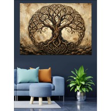 Tablomega Eskitme Kağıt Üzerinde Yaşam Ağacı Dekoratif Kanvas - Mdf Ahşap Tablo