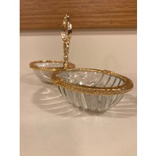 Plus Home Çerezlik Ikramlık 2'li Döküm Kenar Çerçeveli Altın Kesme Cam