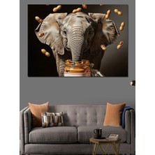 Tablomega Fındık Ezmesi Yiyen Küçük Fil Dekoratif Kanvas - Mdf Ahşap Tablo