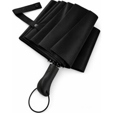 Bliss Umbrella Ergonomik Saplı 10 Telli Otomatik Şemsiye Siyah