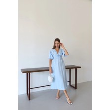 Colezium Kısa Kollu Müslin Elbise Mavi Pt