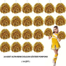 Mey Ithalat® 10 Çift ( 20 Adet ) Altın Renk 23 Nisan 19 Mayıs 29 Ekim Okul Gösteri Ponponları