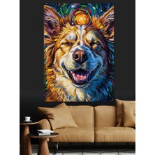 Tablomega Rengarenk Boya Patlamalı Mutlu Köpek Dekoratif Kanvas - Mdf Ahşap Tablo